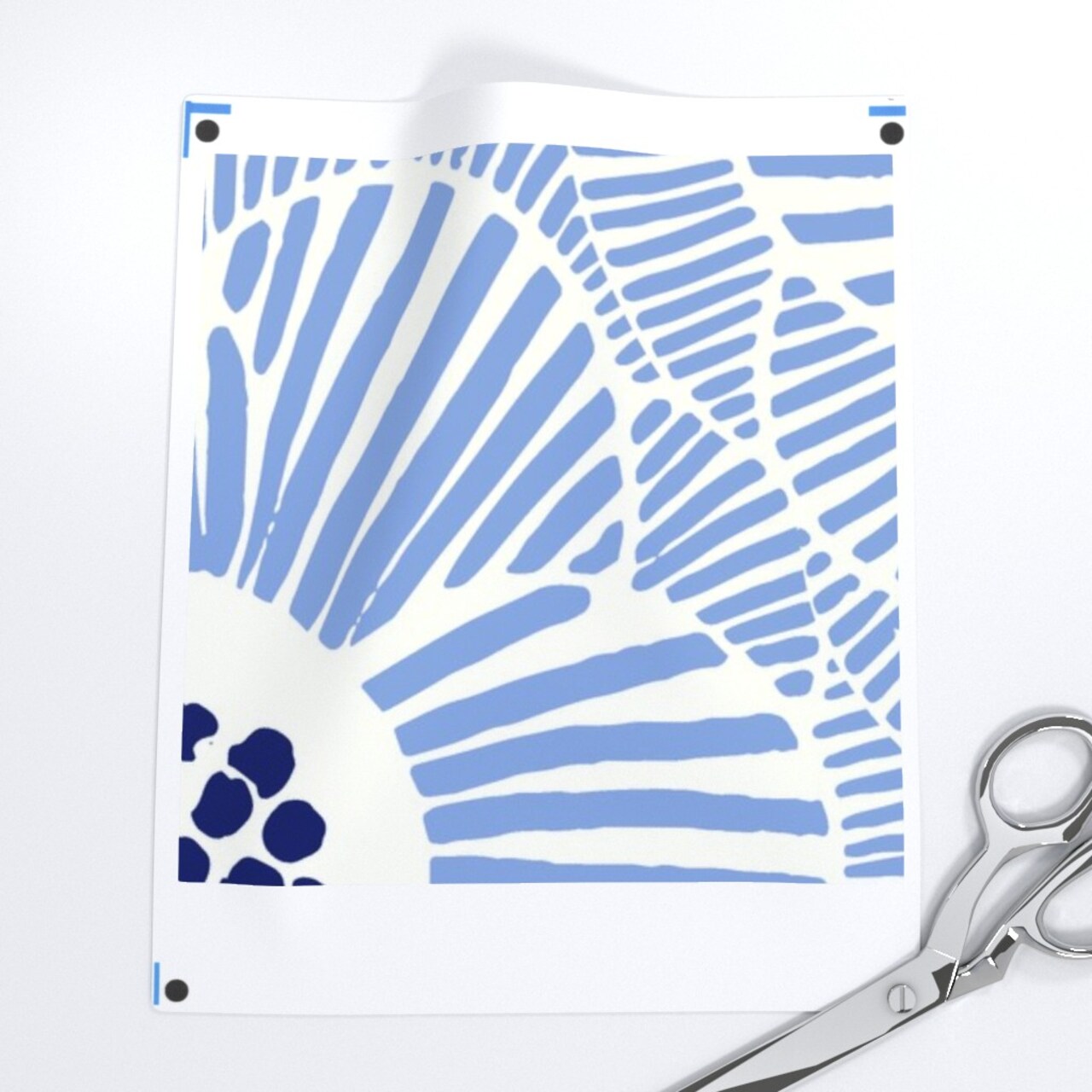 Blue Camellia Floral Modern Abstract Hand-Drawn Large Scale Custom Pre-pasted Wallpaper by Spoonflower Pre-Pasted Wallpaper 2FT Wide